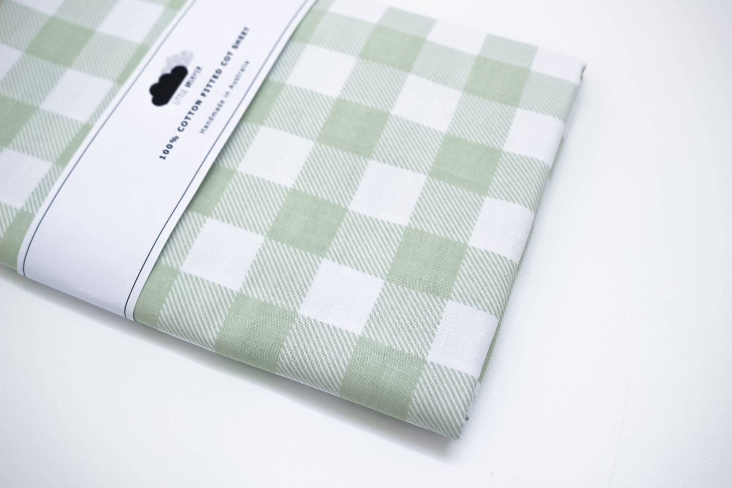 Fitted Cot Sheet - Green check