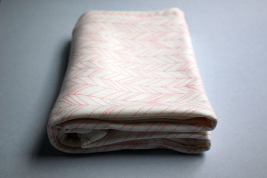 Organic Baby Swaddle Blanket - Fine Pink Herringbone - Little Dreamer Australia