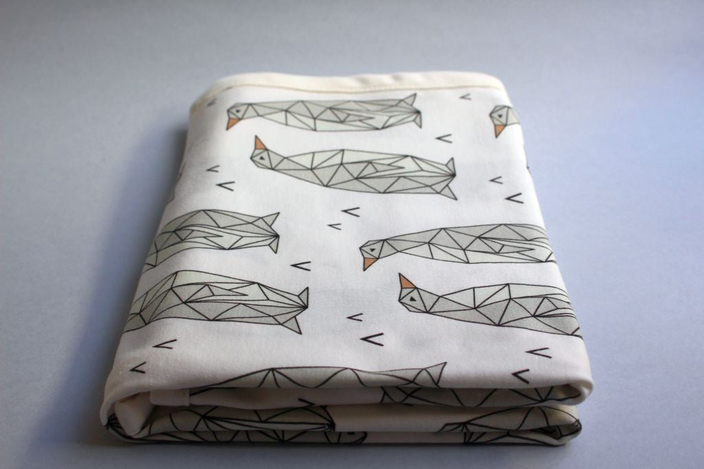 Organic Baby Swaddle Blanket - Geo Penguins - Little Dreamer Australia