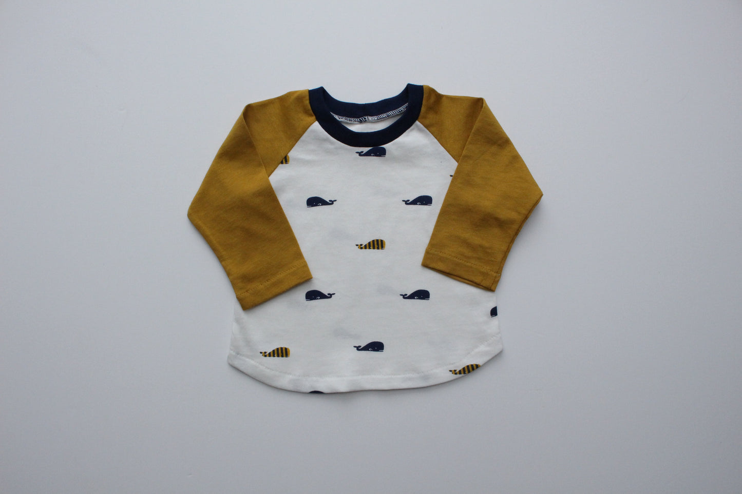Raglan Tee -  Whales (Size 3-6 Months only) LAST ONE