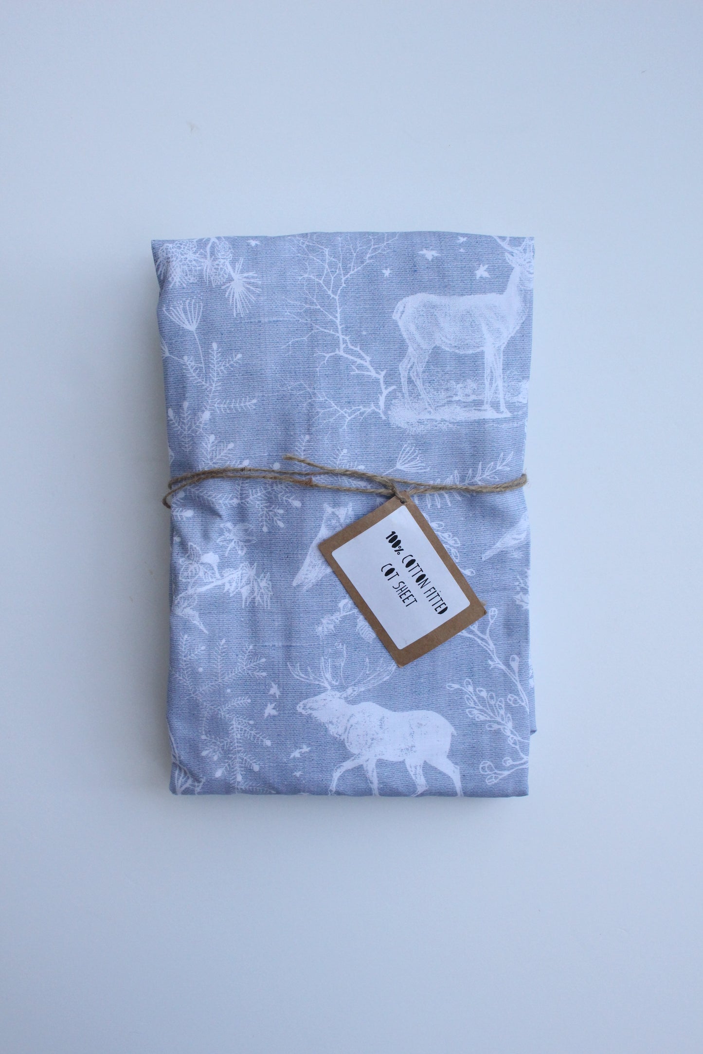 Fitted Cot Sheet - Grey Woodland