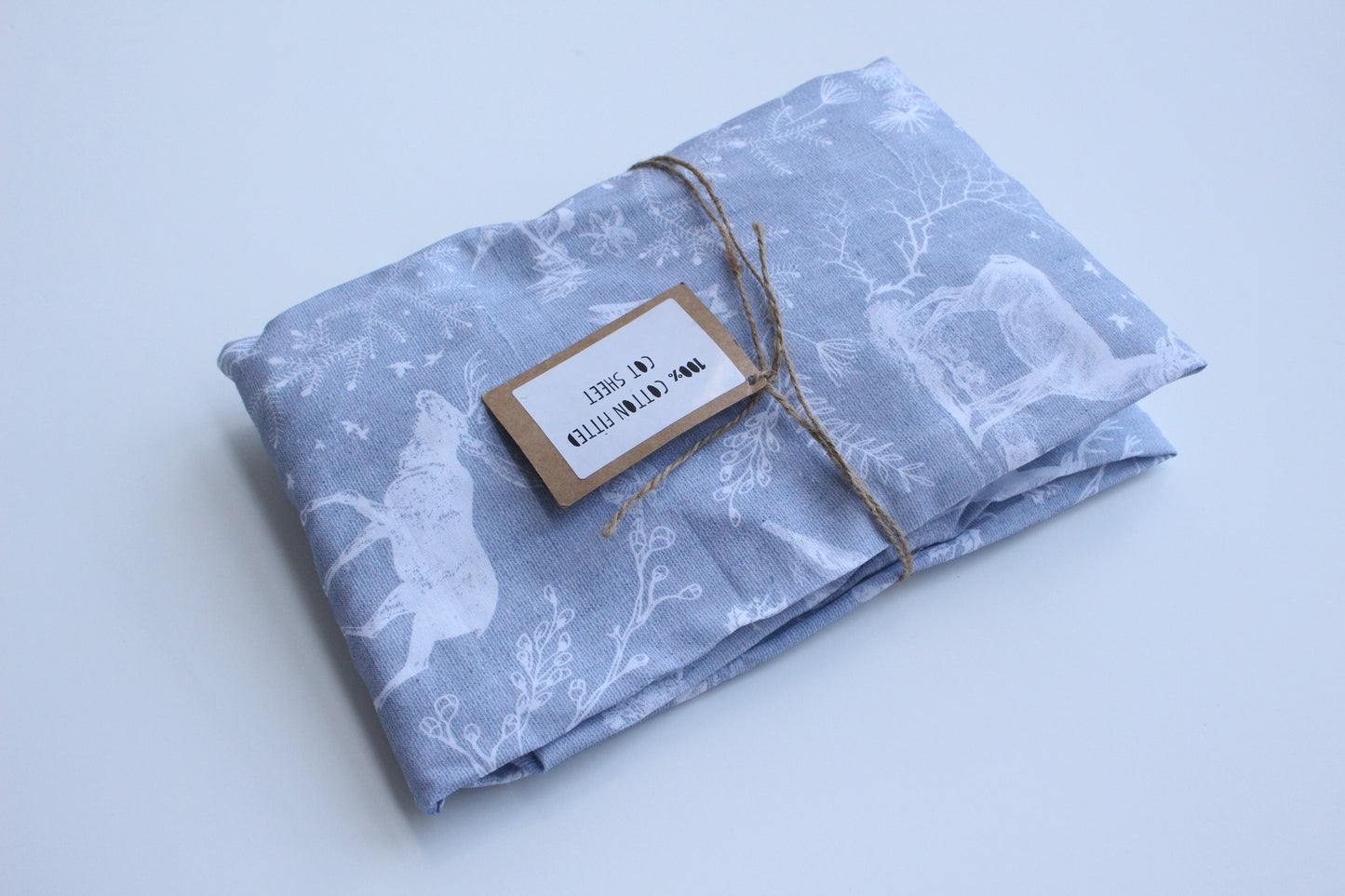 Fitted Cot Sheet - Grey Woodland