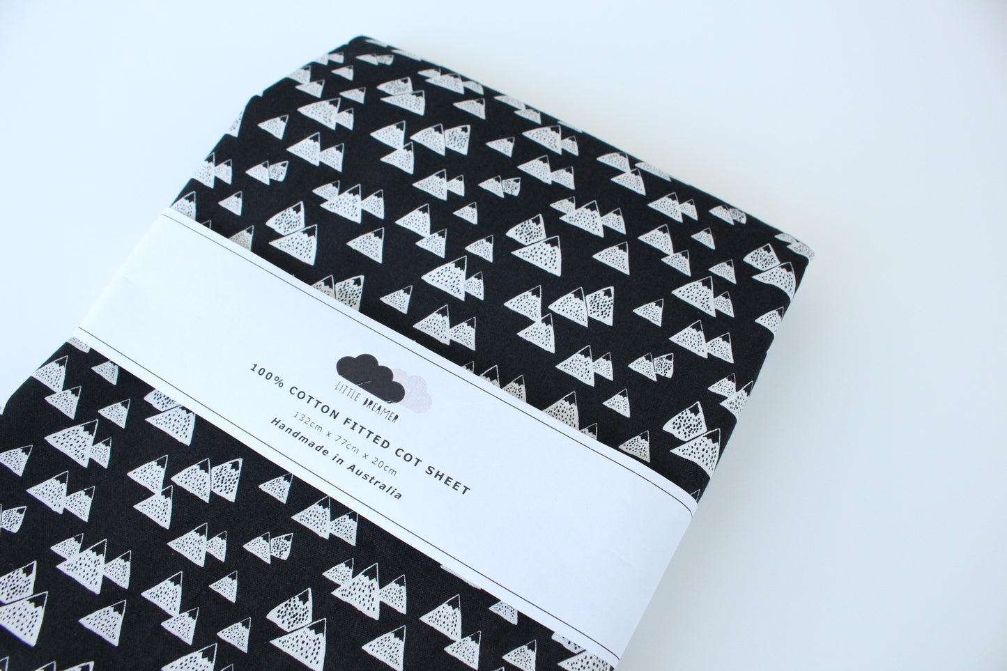Fitted Cot Sheet - Monochrome Mountains