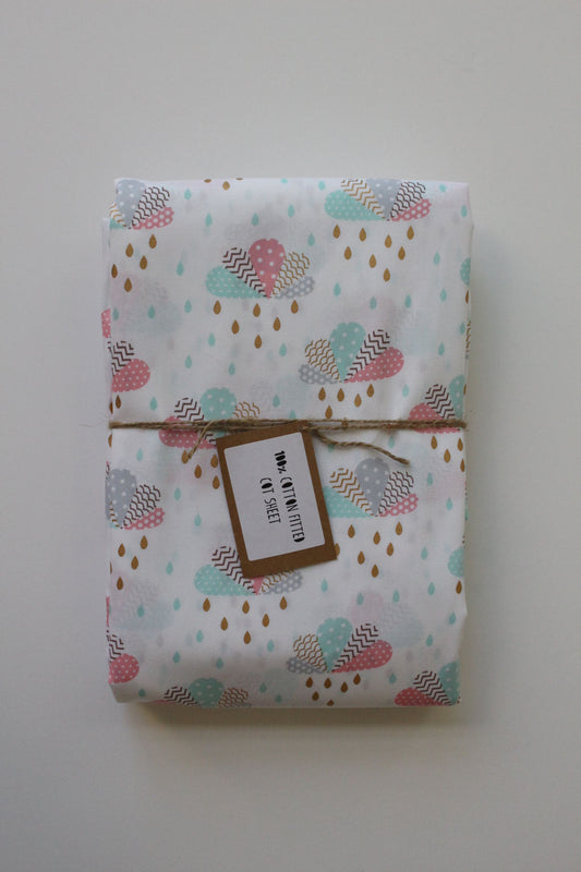Fitted Cot Sheet - Little April Shower