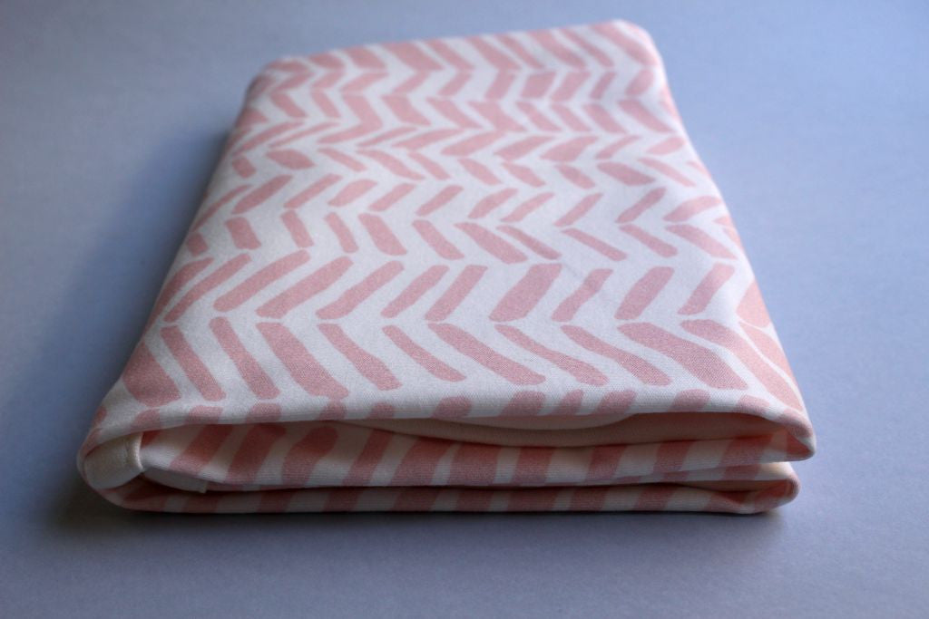 Organic Baby Swaddle Blanket - Pink Herringbone - Little Dreamer Australia