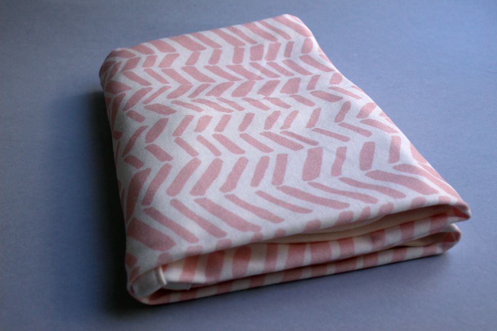 Organic Baby Swaddle Blanket - Pink Herringbone - Little Dreamer Australia