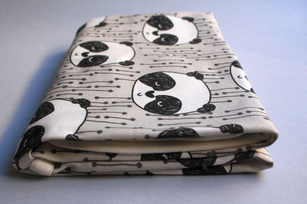 Organic Baby Swaddle Blanket - Sleepy Panda (Grey) - Little Dreamer Australia