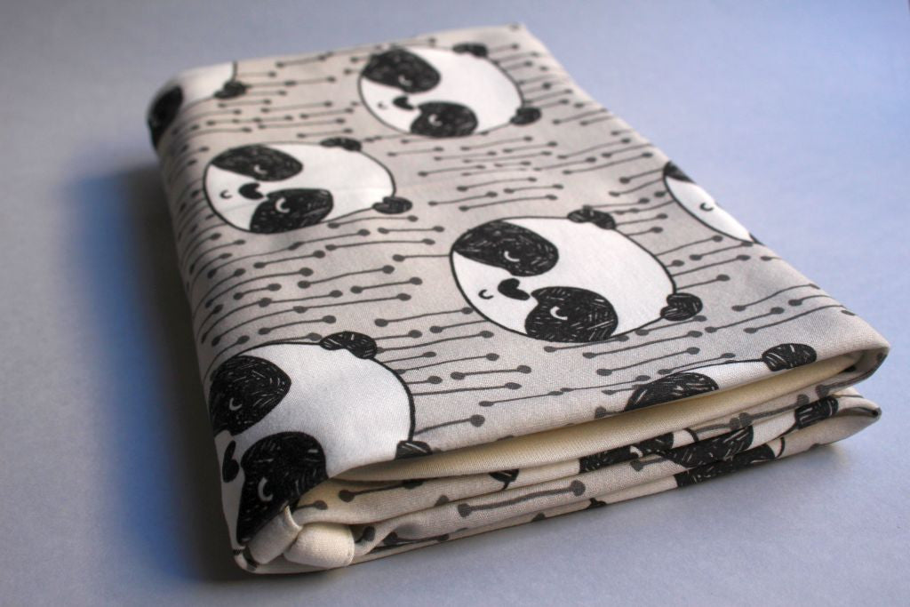Organic Baby Swaddle Blanket - Sleepy Panda (Grey) - Little Dreamer Australia
