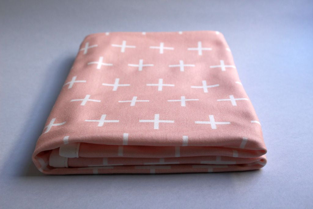 Organic Baby Swaddle Blanket - Swiss Cross (Blush) - Little Dreamer Australia