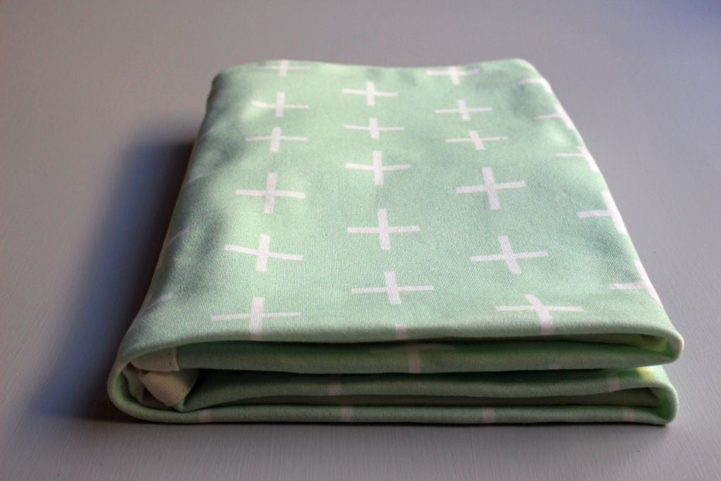 Organic Baby Swaddle Blanket - Swiss Cross (Mint) - Little Dreamer Australia