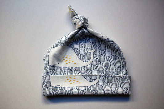 Topknot Baby Beanie - Whale Tales